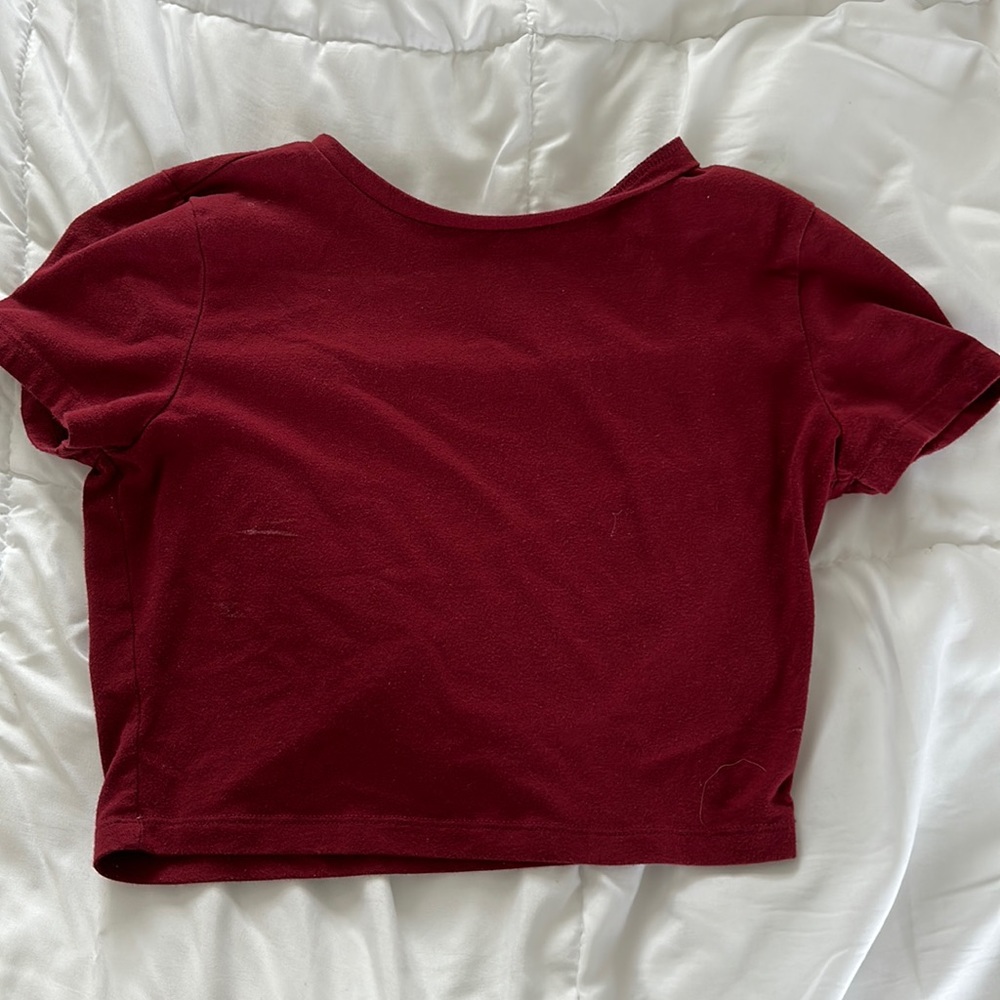 Wild Fable Maroon Cropped T-Shirt